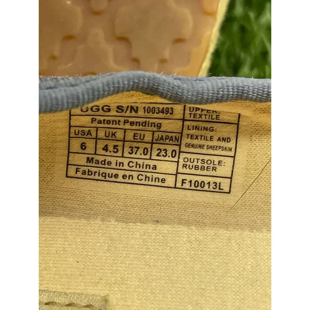UGG Australia Indah Denim Canvas Espadrille Ballet Flats Ribbon Corset Women's 6